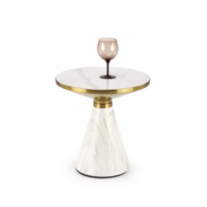 Стол журнальный HALMAR TALBI белый мрамор/белый/золотой